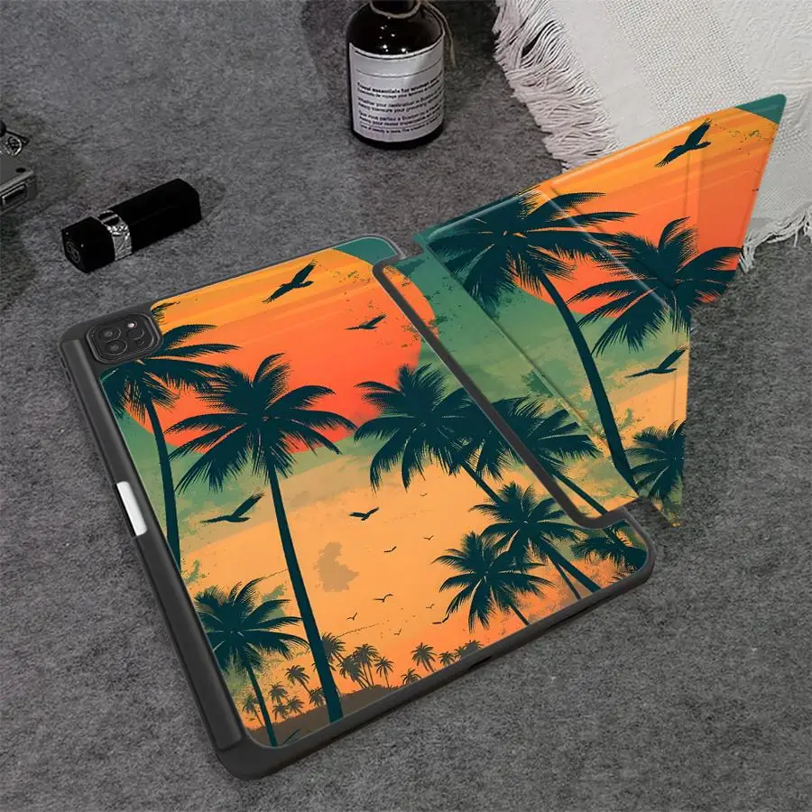 Tablet Case For iPad Pro 11th 10th 9th 8th 7th 12.9inch Mini 6 7 Air 4 5 M3 M2 1 2 M4 11inch Pro 2025 Holder Cover Retro Beach