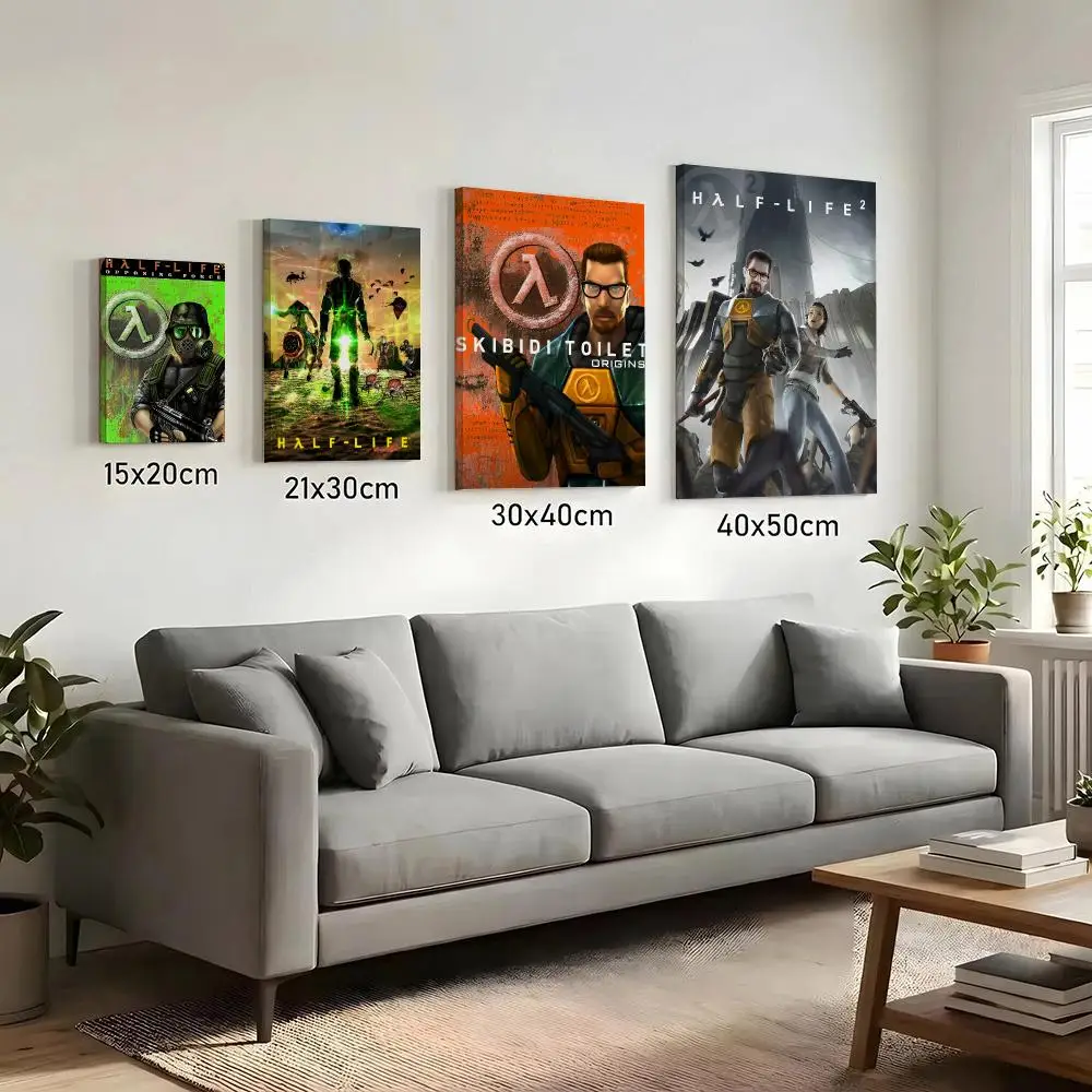 H-Half Life 2 video Game Painting Calligraphy HD Canvas Print Poster Wall Art | Optional Frame | Modern Hallway Decor