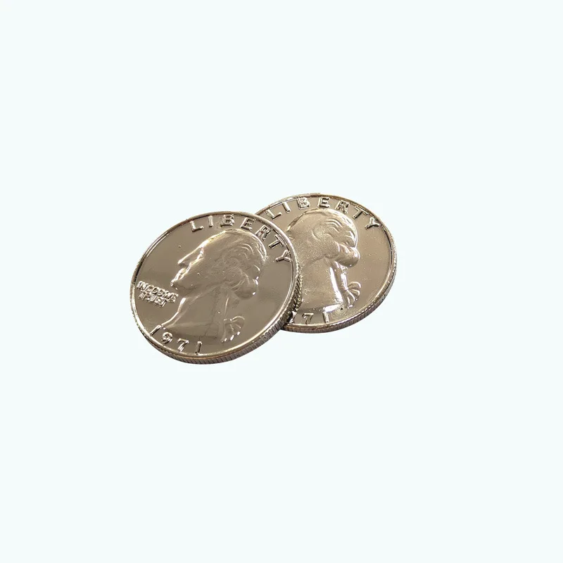 1Pcs Double Face Magic Coin Trick 25 cents 2 Sides Head magician Prop Coin Magic Tricks Funny Magia Coin Toys