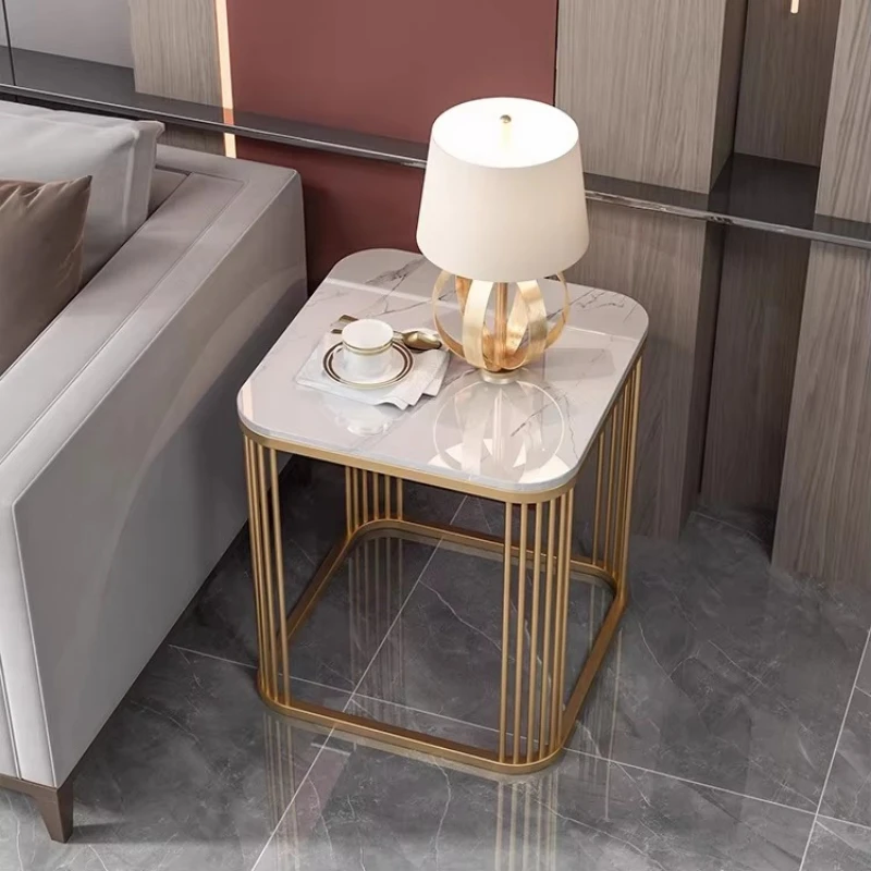 Modern Luxury Marble Top Round Side Table Metal Bedroom Living Room Furniture