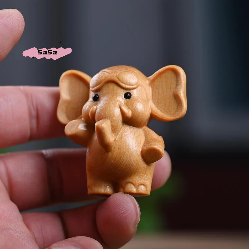 S-1Pc Handcrafted Wooden Elephant Figurine Versatile Indoor Outdoor Decor For Christmas Diwali New Year Prosperity Gift