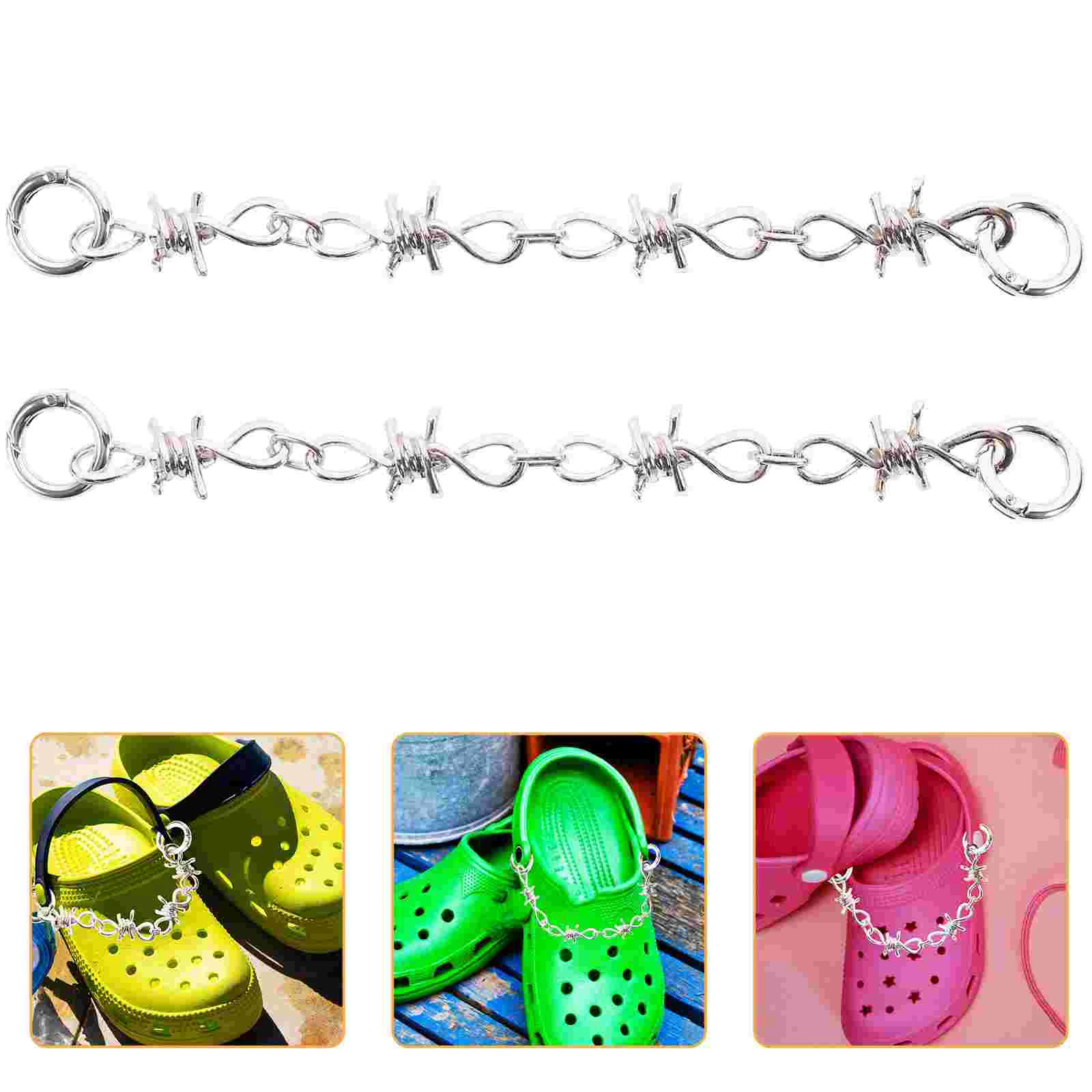 

2 Pcs Sandals Punk Women's Dark Shoes Buckles European Chains Thorn Style Pack for