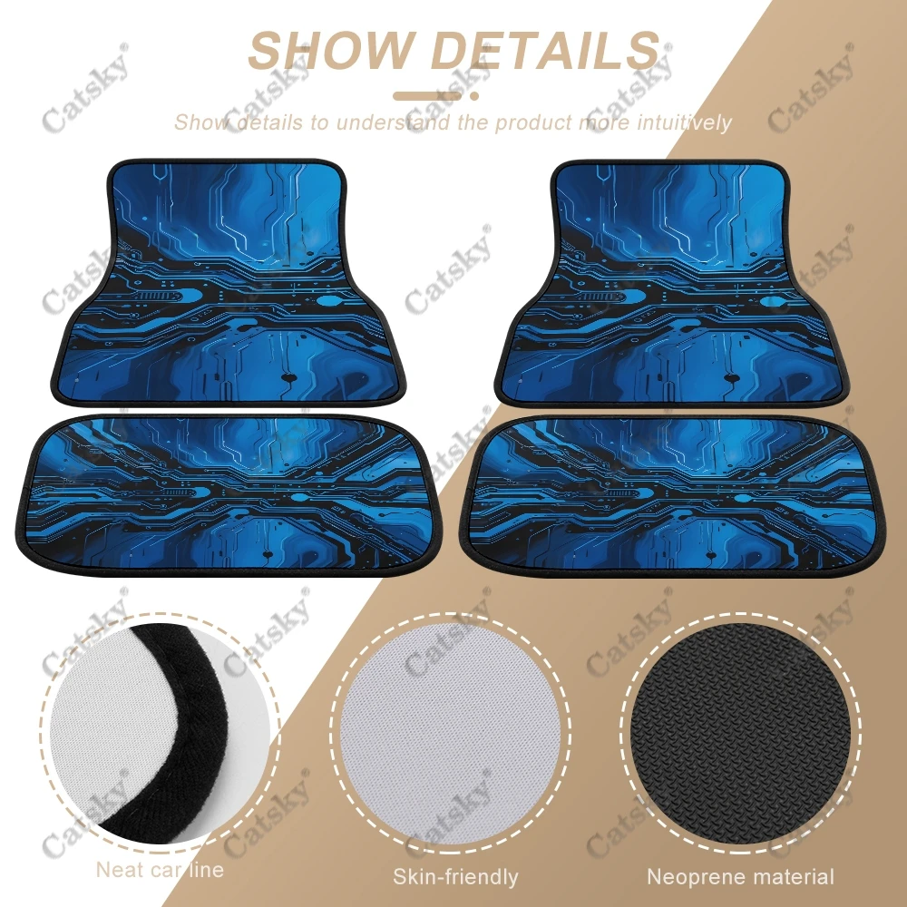 Vintage Bokeh Cloudy Wave Car Auto Floor Mats Carpet, 4PCS Customized Cars Mat All Weather Automotive Vehicle Pad Stylish