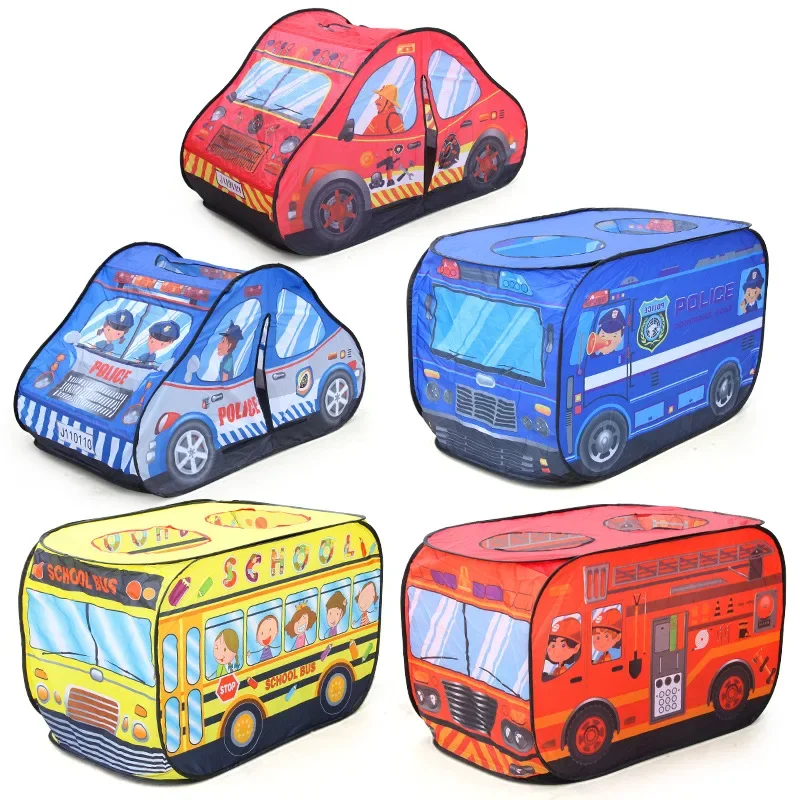 Casa de jogo tenda de bombeiros caminhão de polícia ônibus dobrável pop up brinquedo playhouse crianças brinquedo tenda sorvete combate a incêndios modelo casa