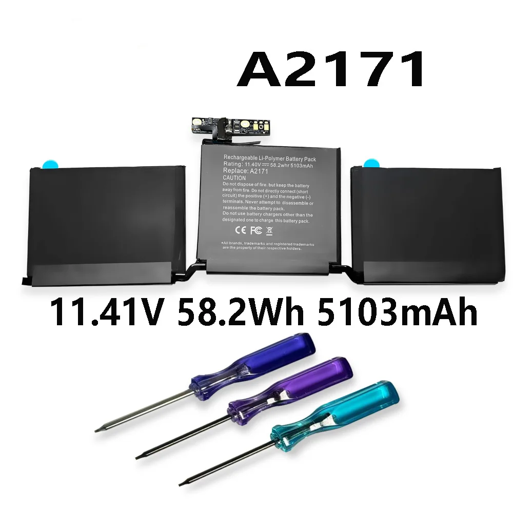 A2171 11.41V 5103mAh Laptop Battery For Apple MacBook Pro 13-inch TOUCH A2159(2019) 13-inch 1.7 GHZ Core I7 A2289 Series