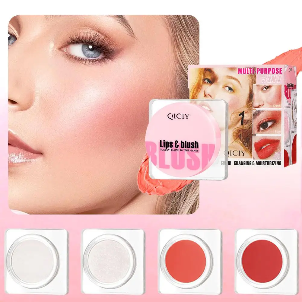 Transparent Temperature Change Colors Blusher Cream Moisturizing Waterproof Contouring Face Brightening Blusher Shadow Natu W1Y4