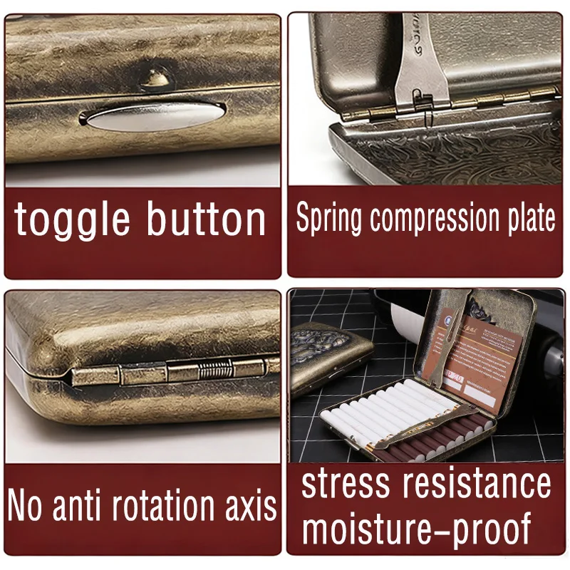 علبة السجائر المعدنية صندوق خمر علبة السجائر المحمولة صندوق تخزين خزان التبغ الرجعية مكافحة الضغط خزان مقاوم للرطوبة