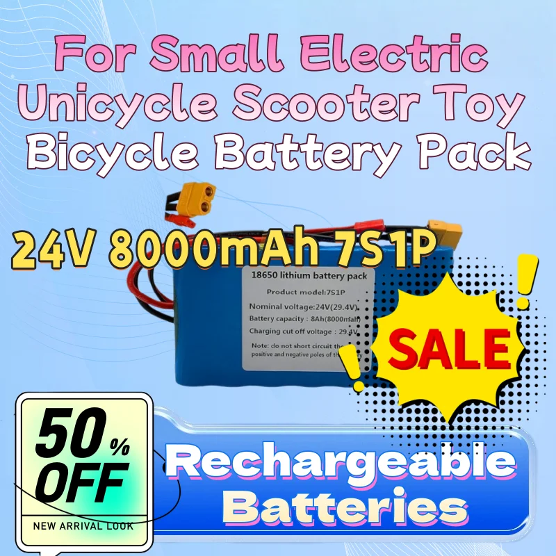 

Lithium-ion Rechargeable Battery Pack Suitable for Small Electric Unicycle Scooter Toy Bicycle Battery Pack 24V 8000mAh 7S1P