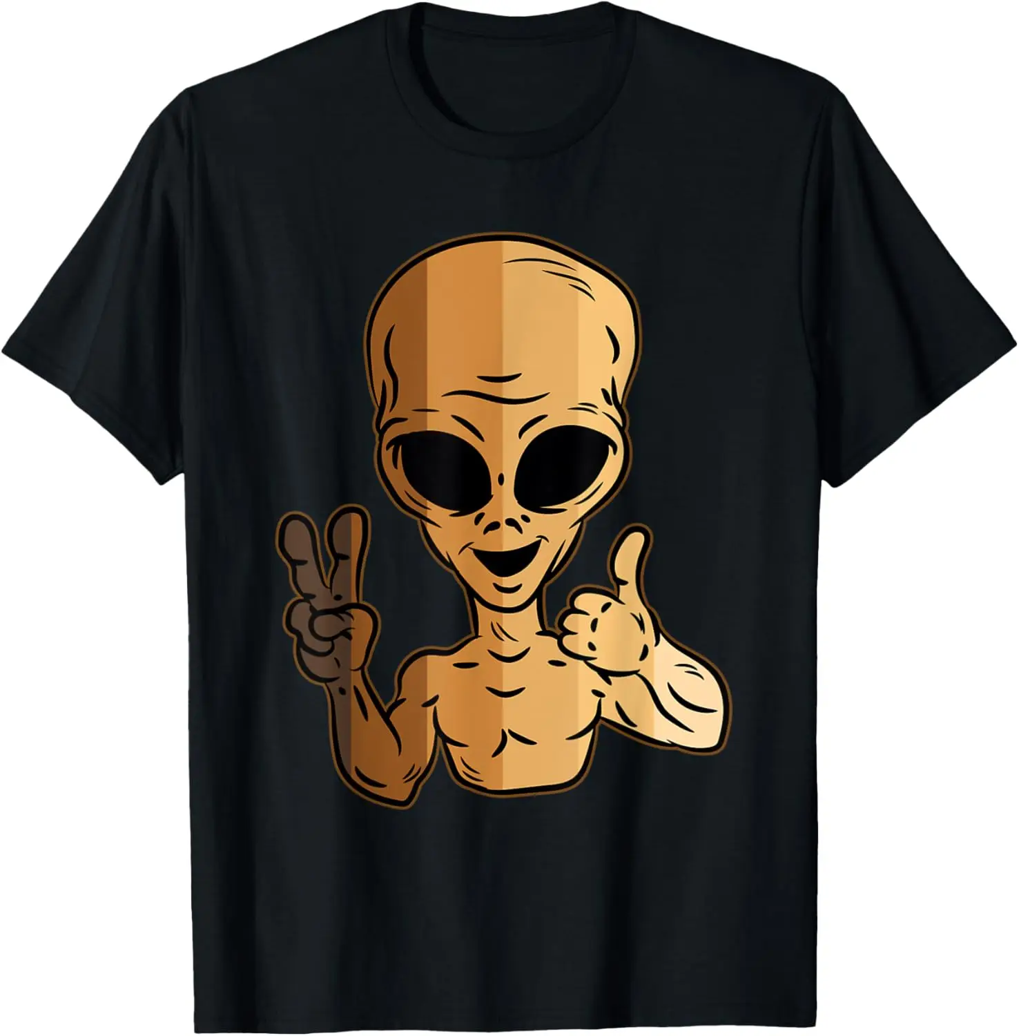 Melanin Alien Peace Sign Black History Month Funny BLM UFO T-Shirt