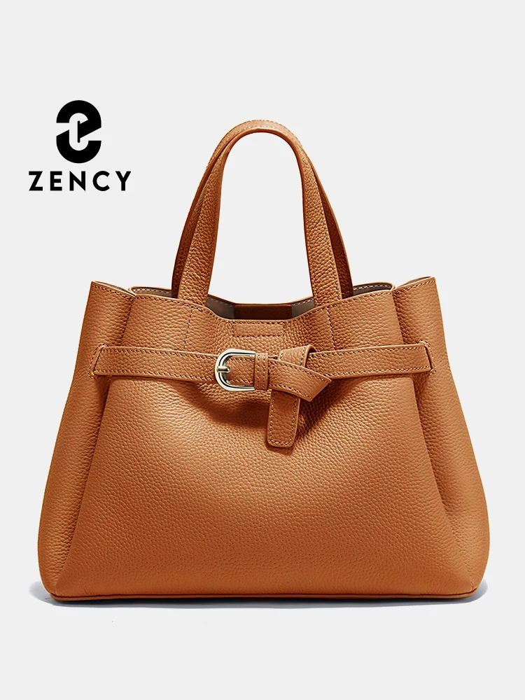 

Zency Fashion Genuine Leather Top-handle Bag For Women Luxury Designer Crossbody Bag Zipper Purse Elegant OL Work Bag 2024