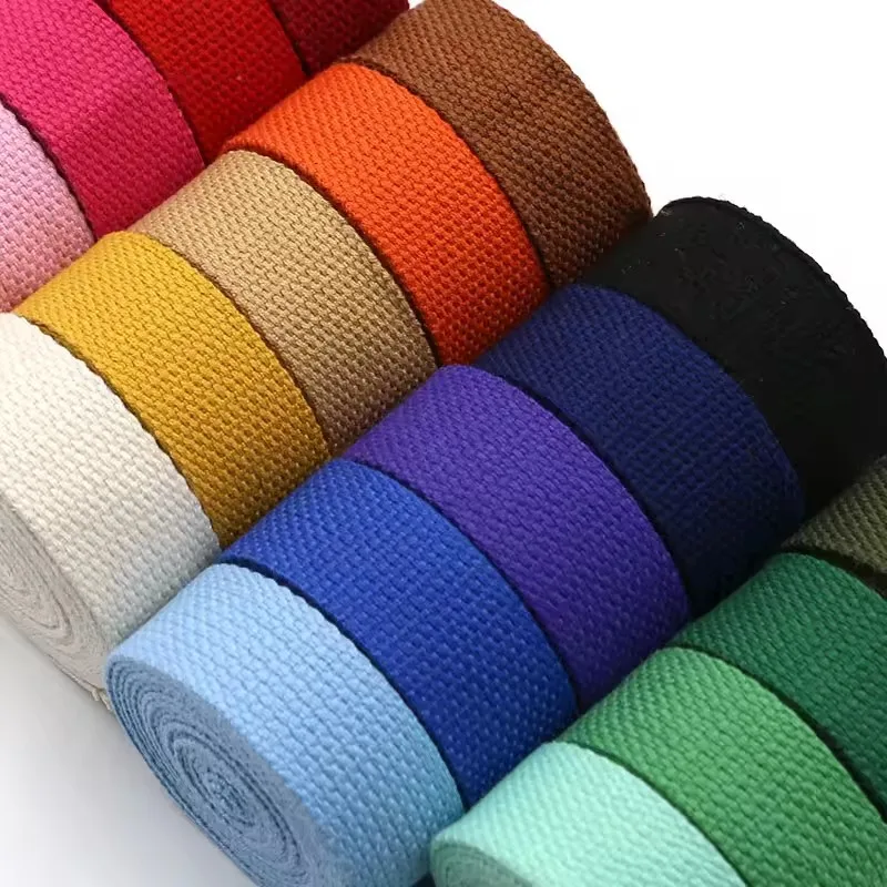 Meetee 8Meters 20-50mm 2mm Thick Poly Cotton Webbing Tape for Backpack Bag Straps Handbag Belt DIY Ribbon Sewing Accessories
