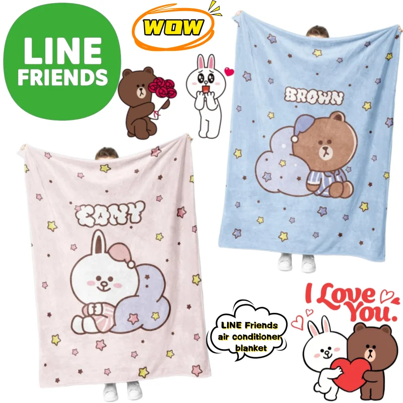 Line friends Brown Cony Blanket High Color Value Animation Cartoon Digital Printing Home Cute Soft Warm Air Conditioning Blanket