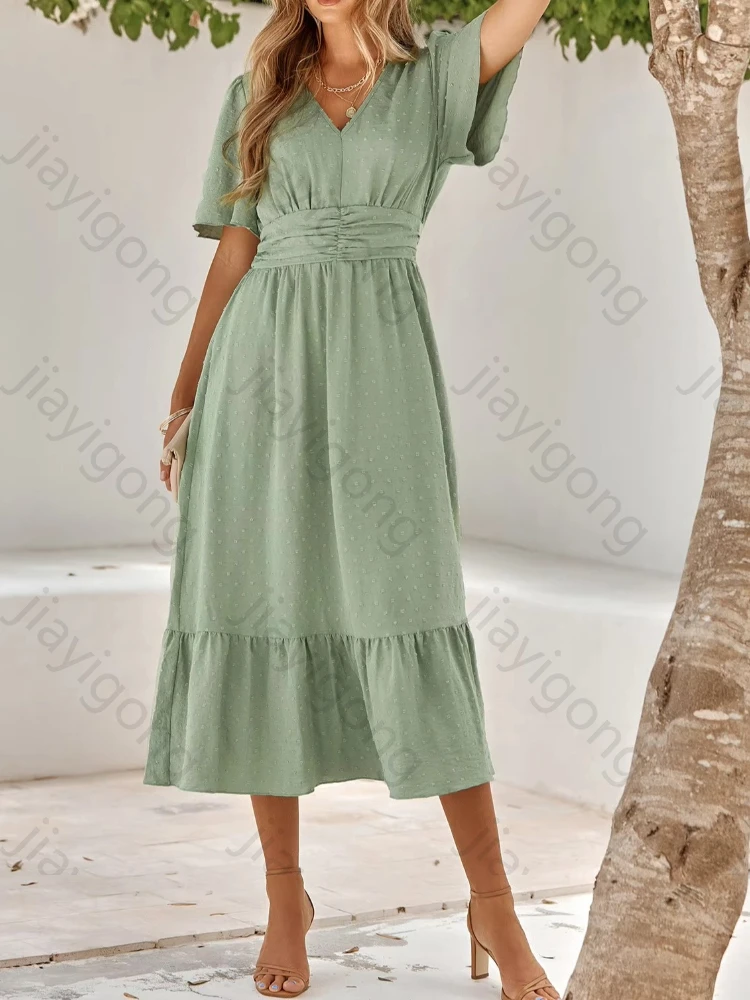 Elegante Abendkleider mit V-Ausschnitt und halben Ärmeln, sexy Rüschen, langes Kleid, exquisite, hochwertige Abschlussball-Party-Kleider für Frauen, individuell gestaltet