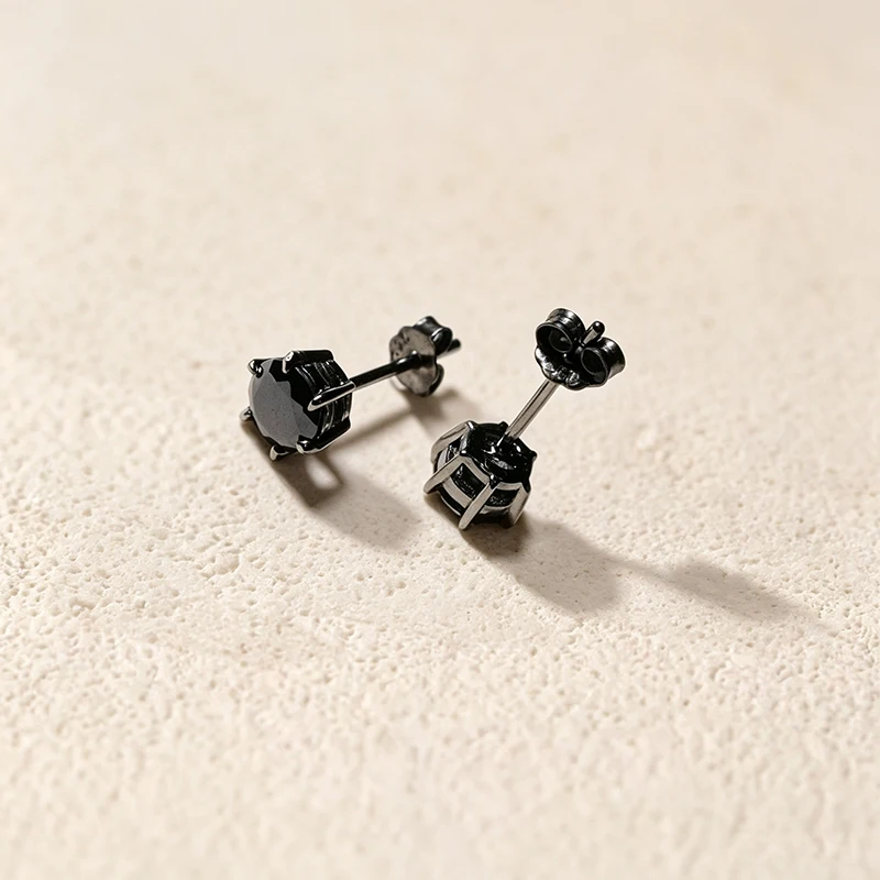 OZAN Echte Schwarze Moissanit 925 Sterling Silber Ohrstecker Schwarzgold-Plattiert Modischer Edelsteinschmuck Geburtstagsgeschenk – Detail 5