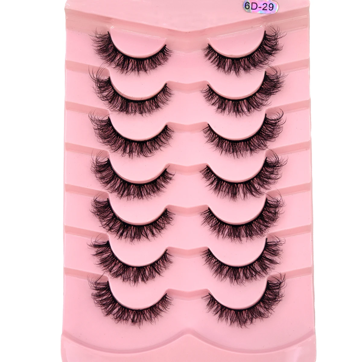 7 pairs Slant Flying Mink Eyelash Natural Eyelash Russian Striped Eyelash False Eyelash Transparent TapeNatural Appearance