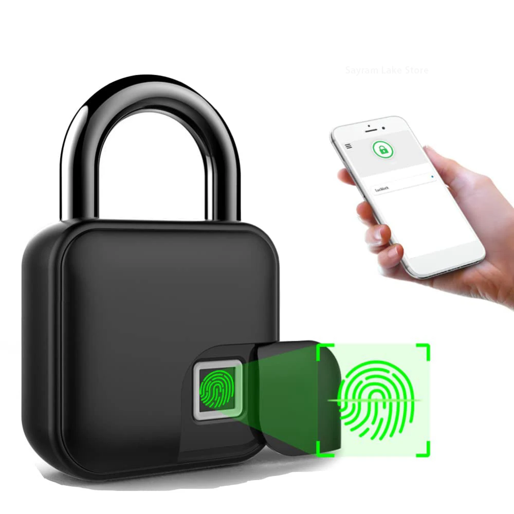 

Fingerprint Padlock Bluetooth Lock with Phone App Unlock IP66 Suitable for Outdoor School Lockers Fence Door Cabinets and Storag