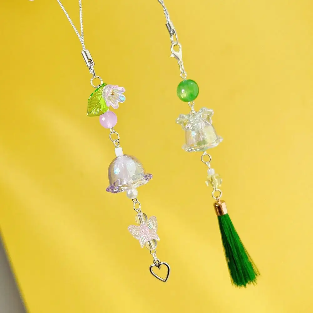 Campanella a vento in acrilico Catena per cellulare Fascino per telefono Farfalla Amore Farfalla Amore Cordino per telefono Catena per perline anti-perdita