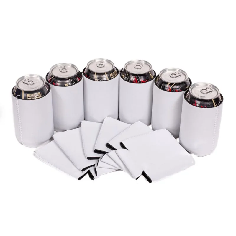 10 Pcs Empty Beer Neoprene Can Coolers Sleeves Coolies Collapsible Soda Soft Insulated Beer Can Coolers DIY Sublimation Sleeves