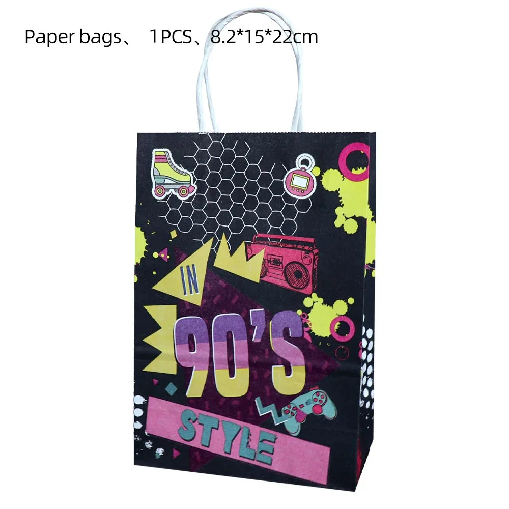 90s party decorations 90’s Paper Bags with Handles Party Gift birthday decorations 90’s Women Men Friend Birthday Candy Bager