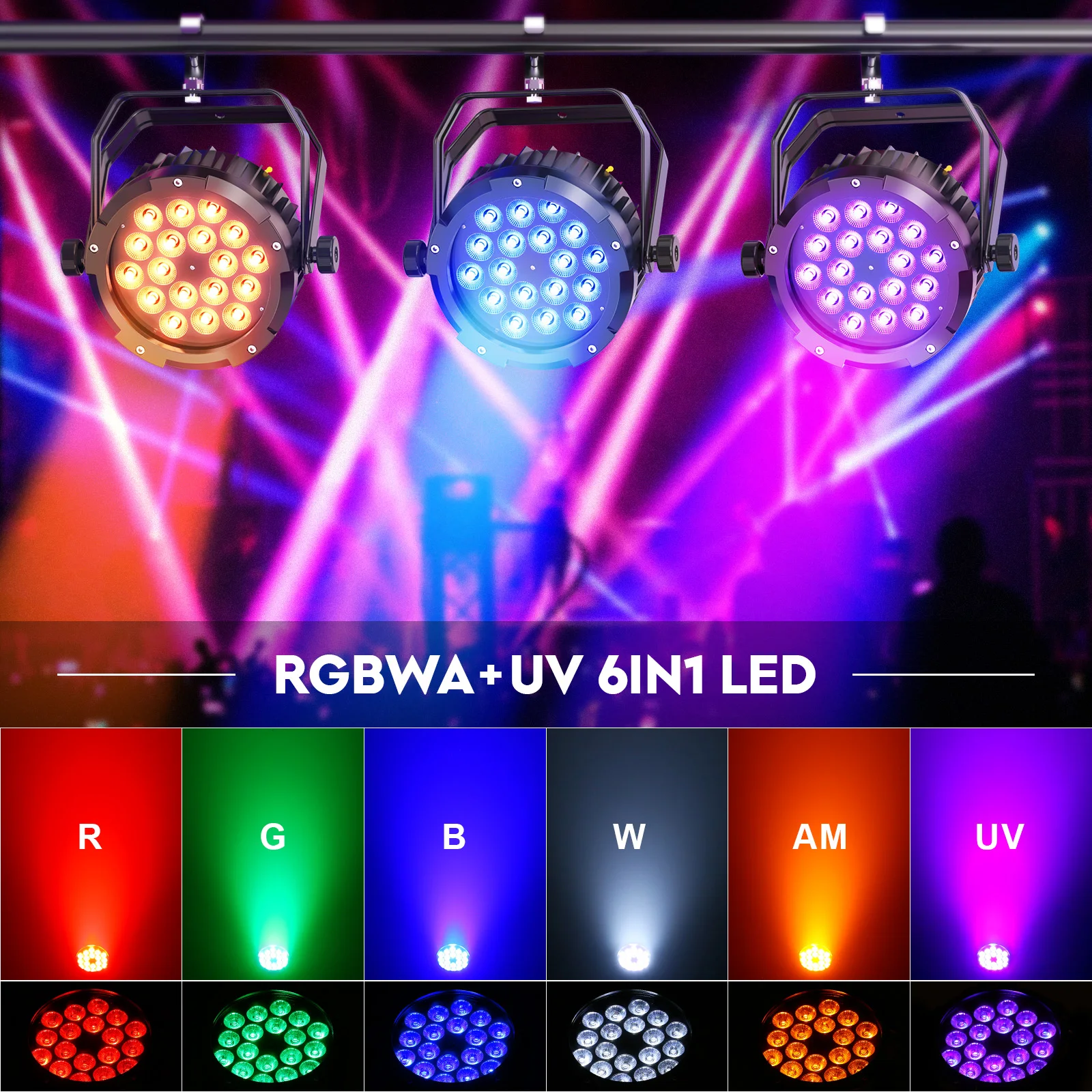 Imagem -02 - Impermeável Led Par Light Iluminação Efeito de Palco para dj Disco Dance Hall Festa Bar Desempenho Rgbwa Mais uv Pcs por Conjunto