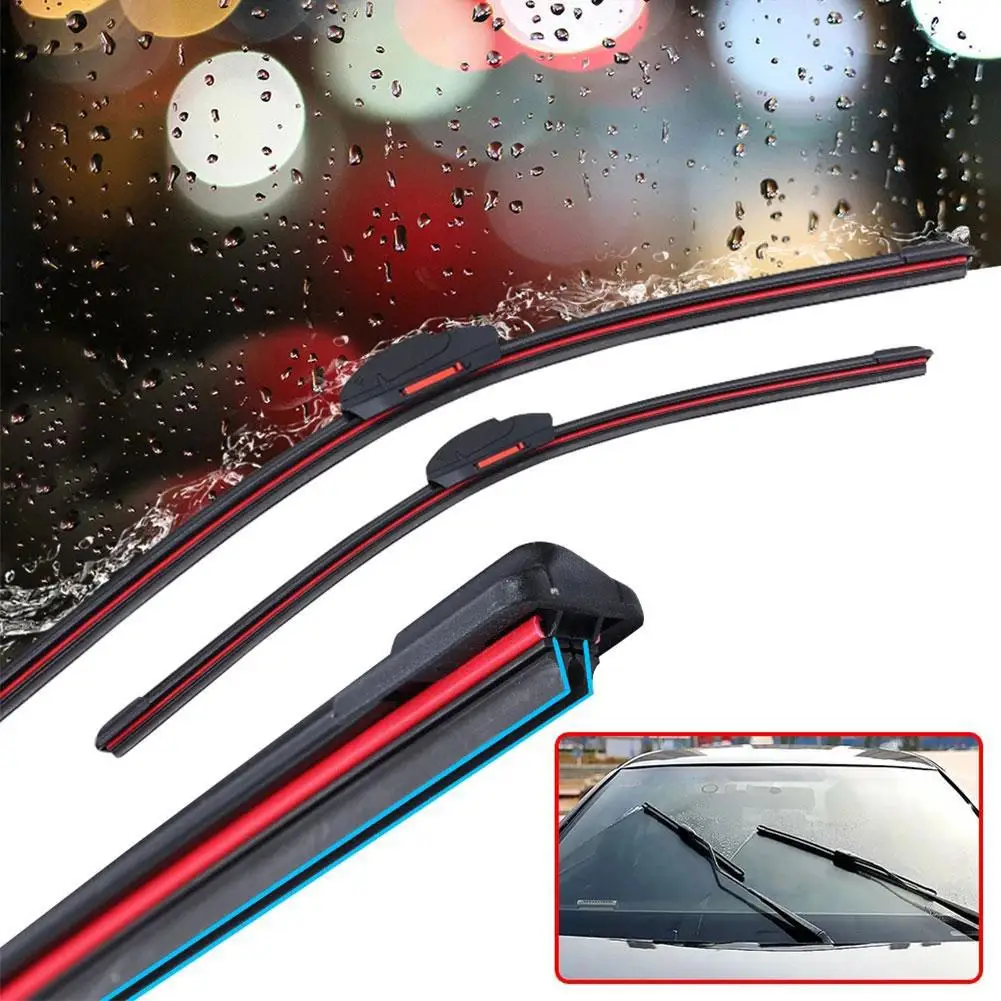 

Car Wiper Blades Universal Frameless Bracketless Car Strip Wipers Accessories Windshield Soft Double Rubber Windscreen X1O9