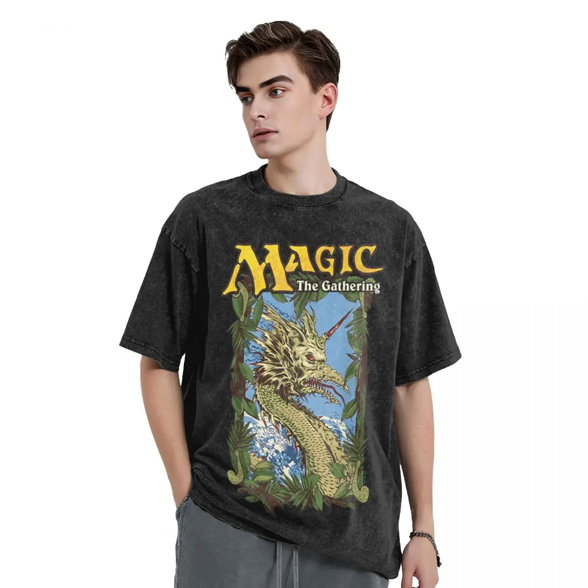 Magic The Gathering Mirage Monster Deck T Shirt Washed 100% Cotton Street T-Shirt for Men Women Tops Streetwear Summer Tees