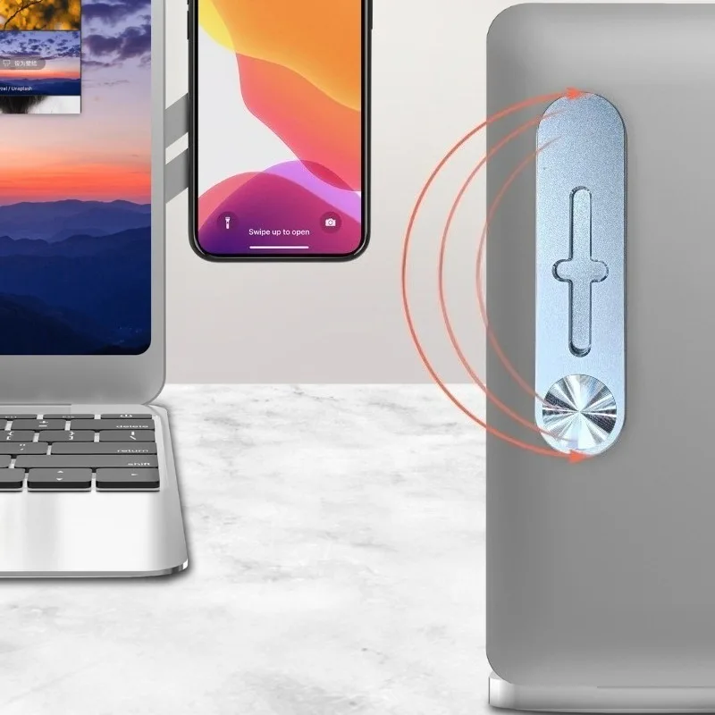 

Lightweight and portable magnetic phone mount for laptops - Adjustable side-mount bracket for laptop expansion
