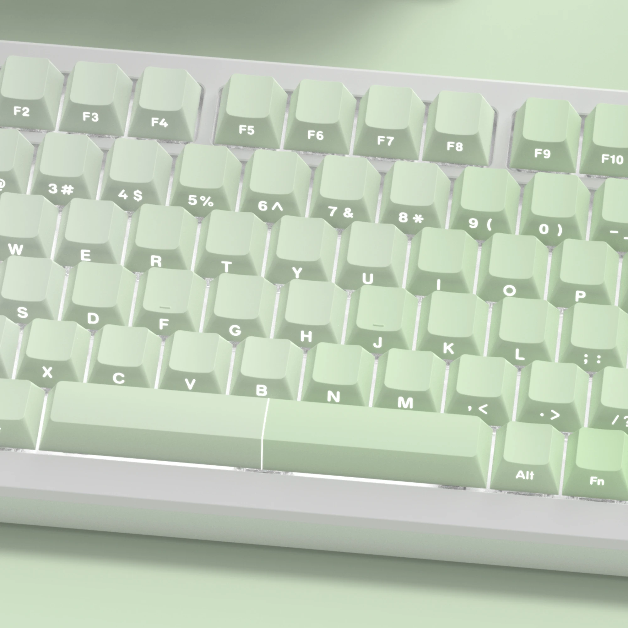 121 Key Side Print Shine Through PBT Double Shot Backlit Gradient Fruit Green keycaps For MX Mechanical Keyboard 108 87 84 64 61