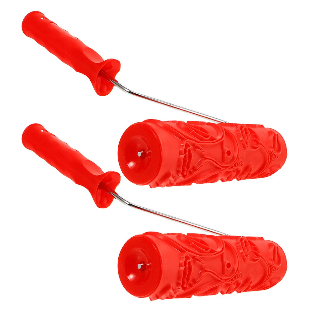 Textured Rubber Paint Roller Set 2pcs for Wall Embossing, DIY Texture Effect on Drywall & Ceilings