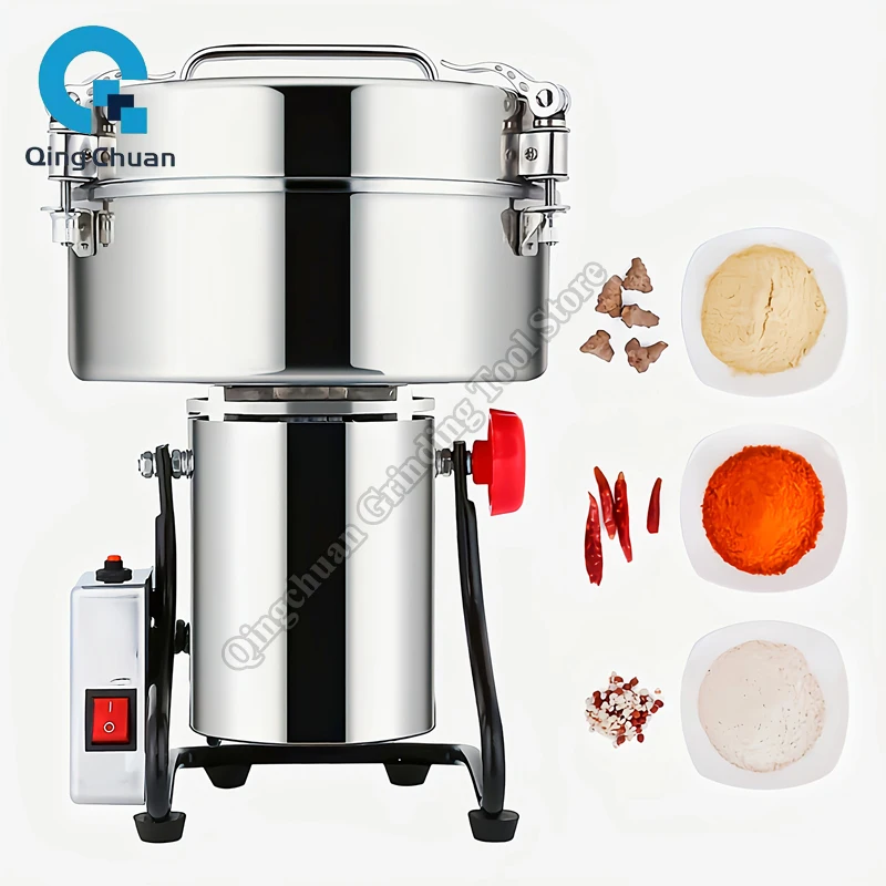 Grain Grinder 4500G Commercial High Speed 4500W Cereals Medicinal Materials Spices Powder Crusher Stainless Steel Coffee Grinder