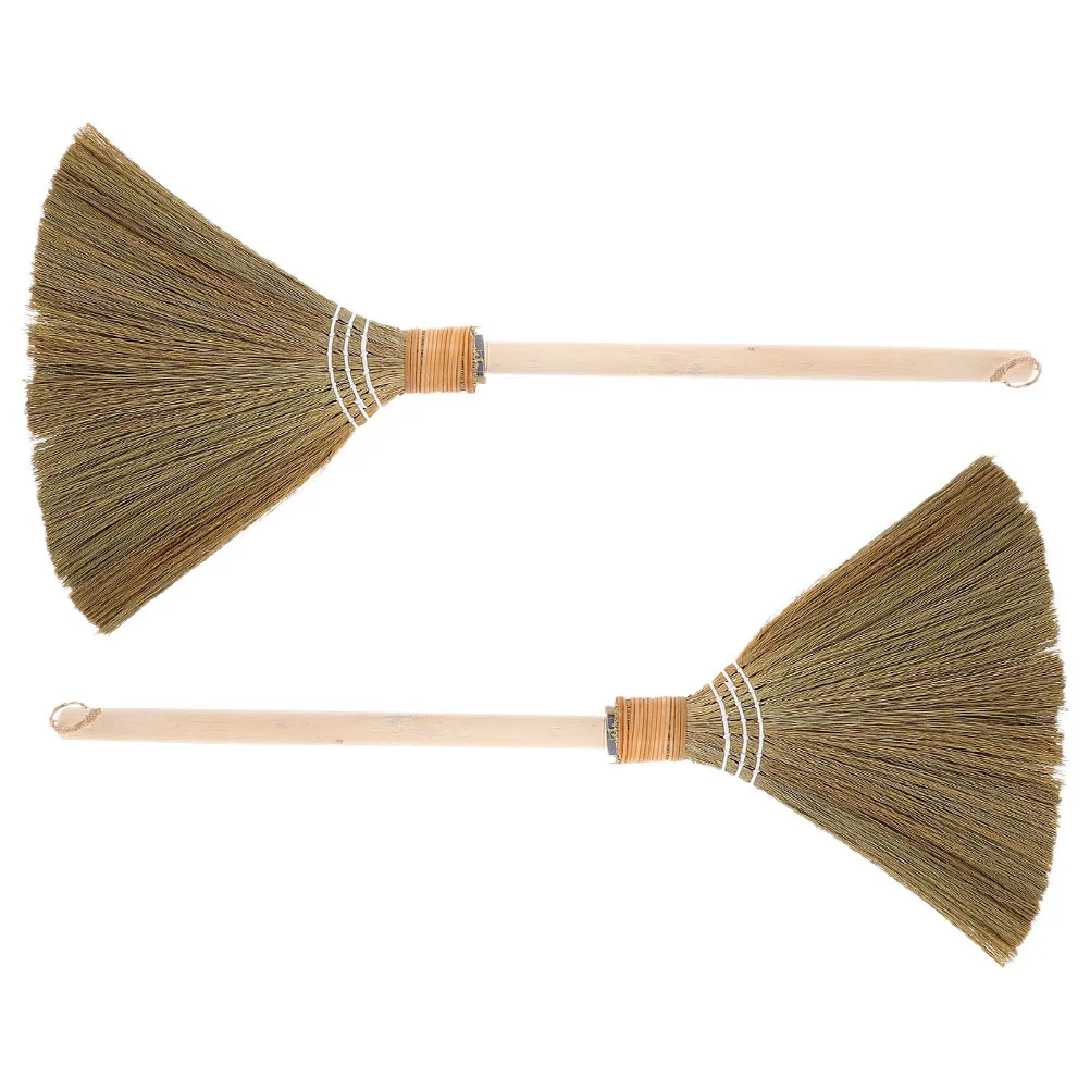 

2pcs Handmade Grass Broom 25.15X12.18 Inch Soft Bristle Floor Sweeper For Indoor Living Room Bedroom Lightweight Durable