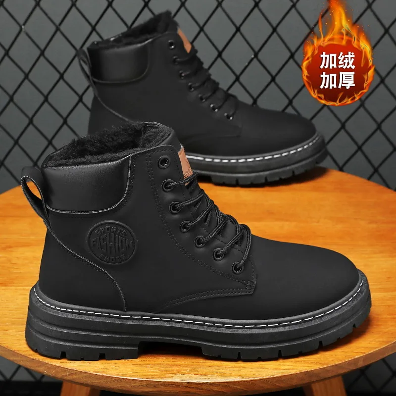 Men's Boots Autumn 2026 High Top Workwear Boots British Style Korean Version Thick Soled Lace Up Anti Slip Warm Waterproof Boots