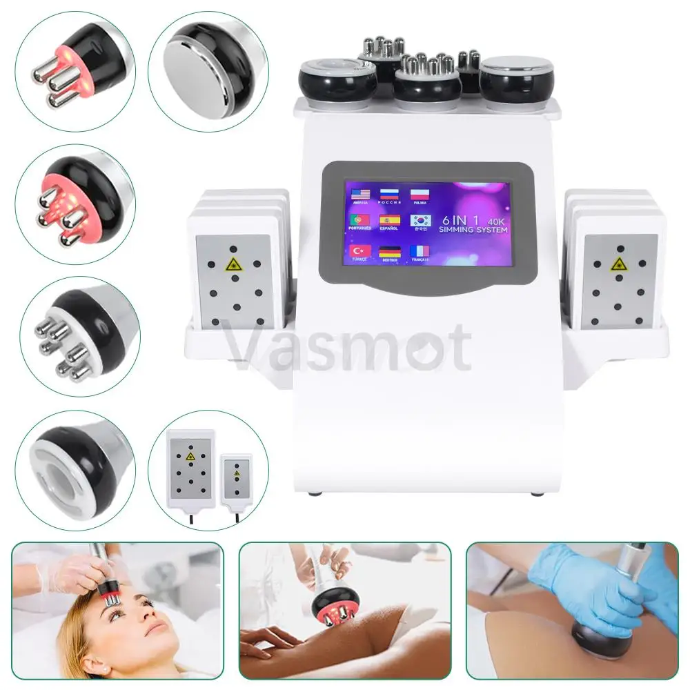 40K 6/9IN1 Ultrasonic Cavitation Machine Vacuum Lifting Facial Anti-wrinkle Anti-cellulite Body Slimming Machine Beauty Device