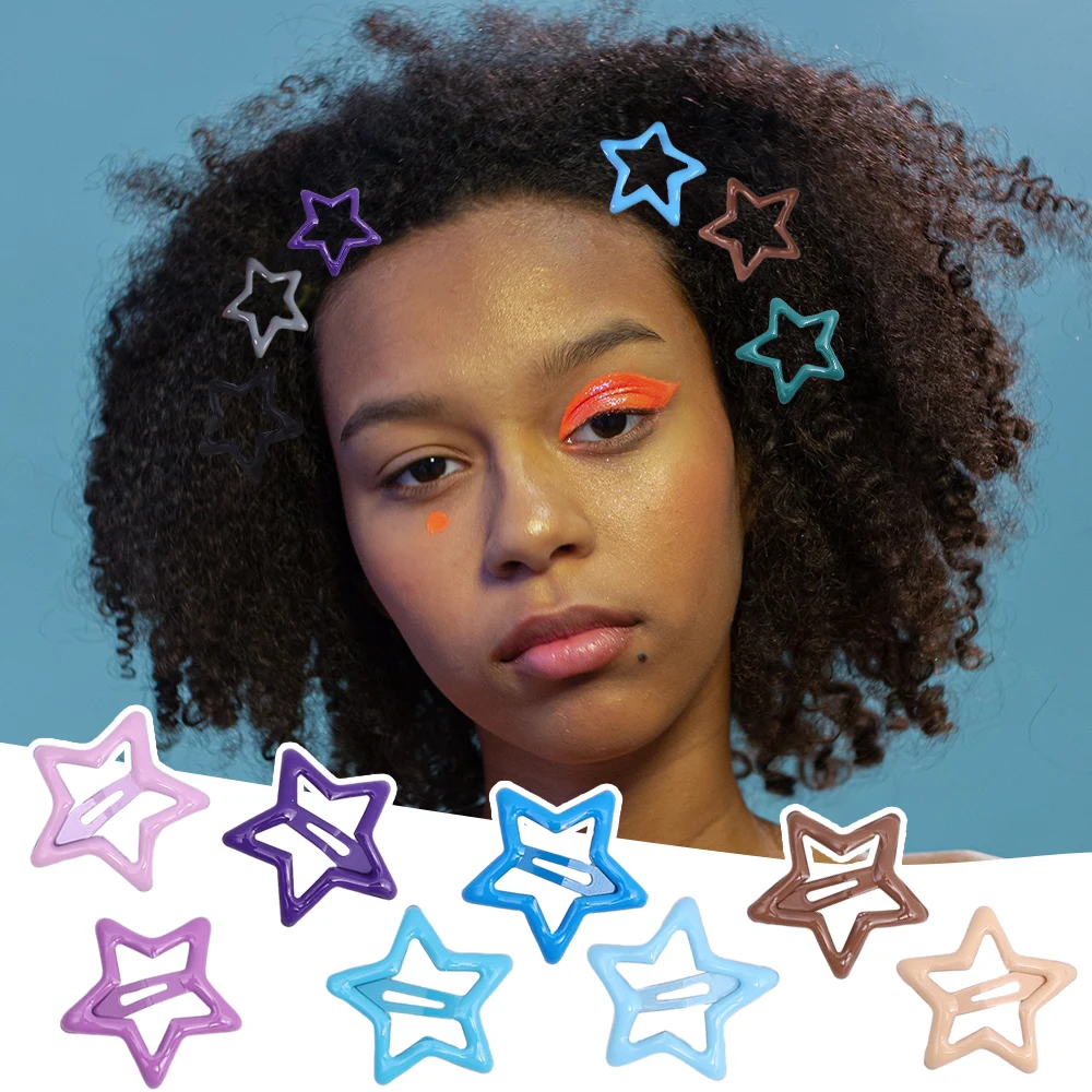 10-100pcs Candy Color Star Hairpin Metal Bb Clips Y2K Baby Side Clip Five-pointed Star Mini Hairpins Children\'s Hair Accessories