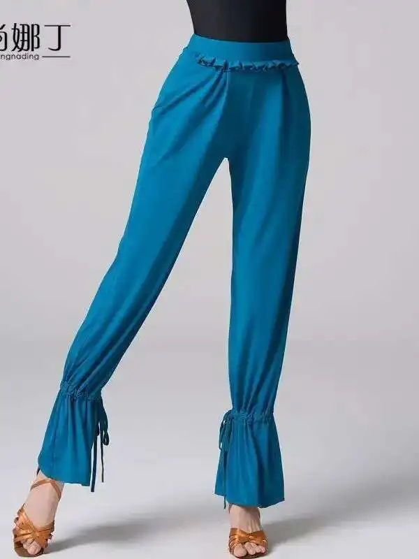 

Aishanna Latin Dance Pants New Women's High Waist Slimming Modern National Standard Social Dance Practice Lantern Pants
