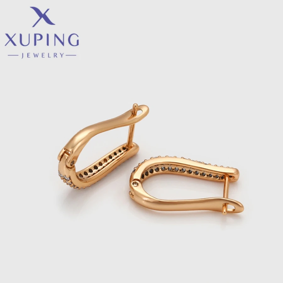 Xuping Jewelry New Arrival Gold Color Geometry Elegant White Zircon Earrings for Women Birthday Christmas Party Gifts X000768011