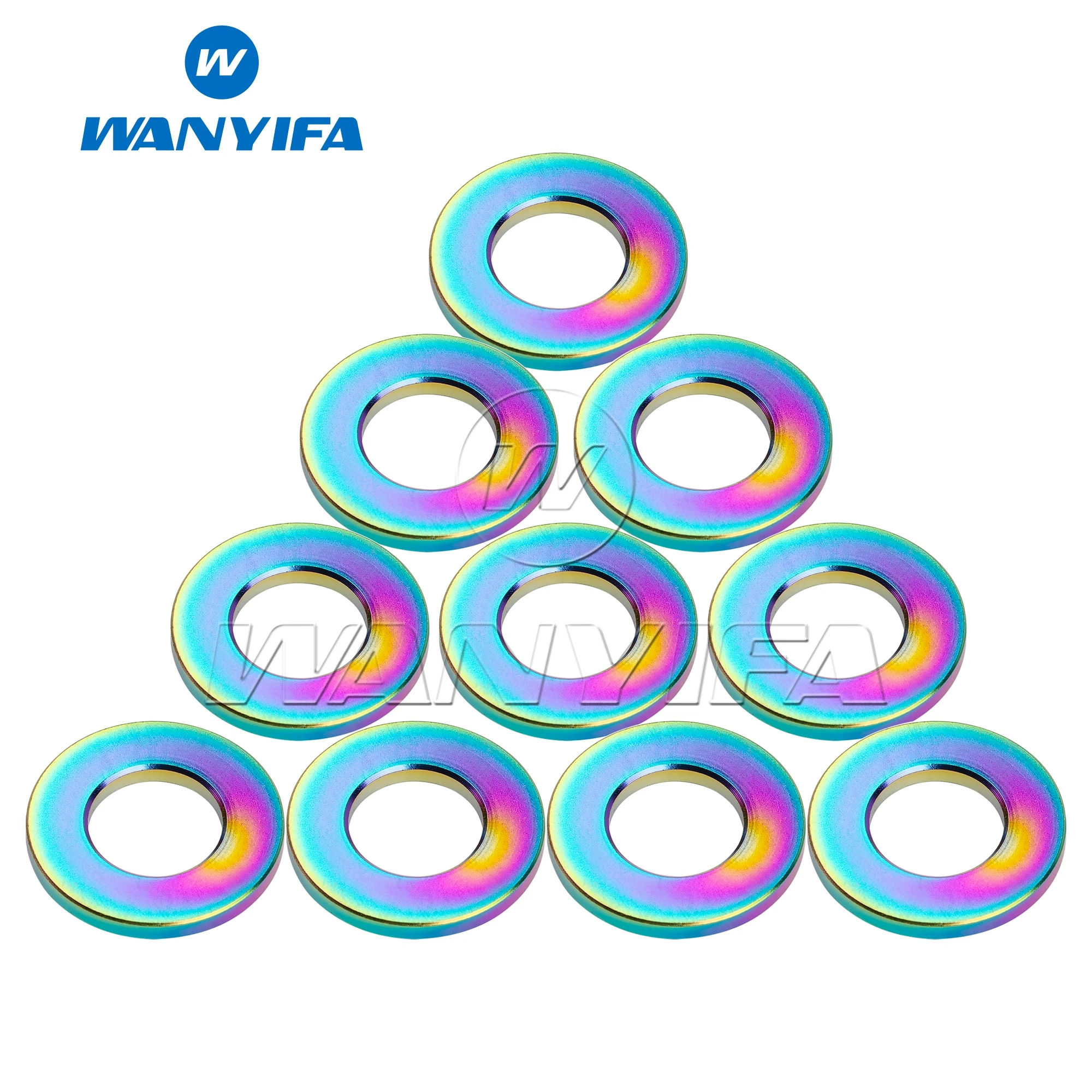 Wanyifa Titanium Washer M10 Flange Gasket Flat Spacer for Motorcycle Flange Hex Head Bolts 10pcs