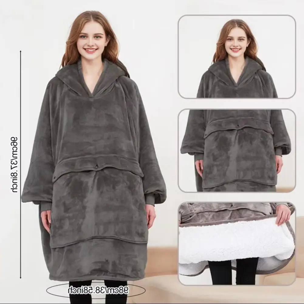 

USB Heated Blanket Hoodie Sherpa Lined Heated Blanket Flannel Sherpa Heated Blanket Giant Front Pocket Wearable Blankets Hoodie