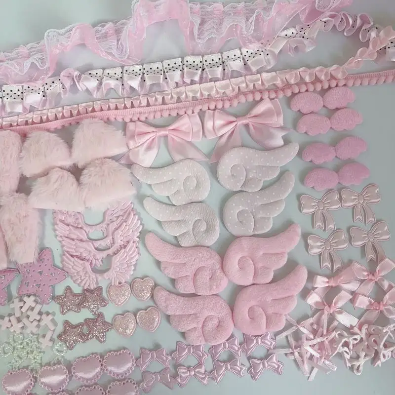 NewDIY Decorative Lace Appliques Kit Gothic Lolita Trim Decor Set Bow Lace Accessories Set Card Cover Pain Bag DIY Material Pack