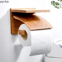 Solid Wood Tissue Holder Toilet Paper Towel Rack Wall-mounted Toilet Roll Holder Napkin Holders Tissue Box Storage Rack Shelf 5