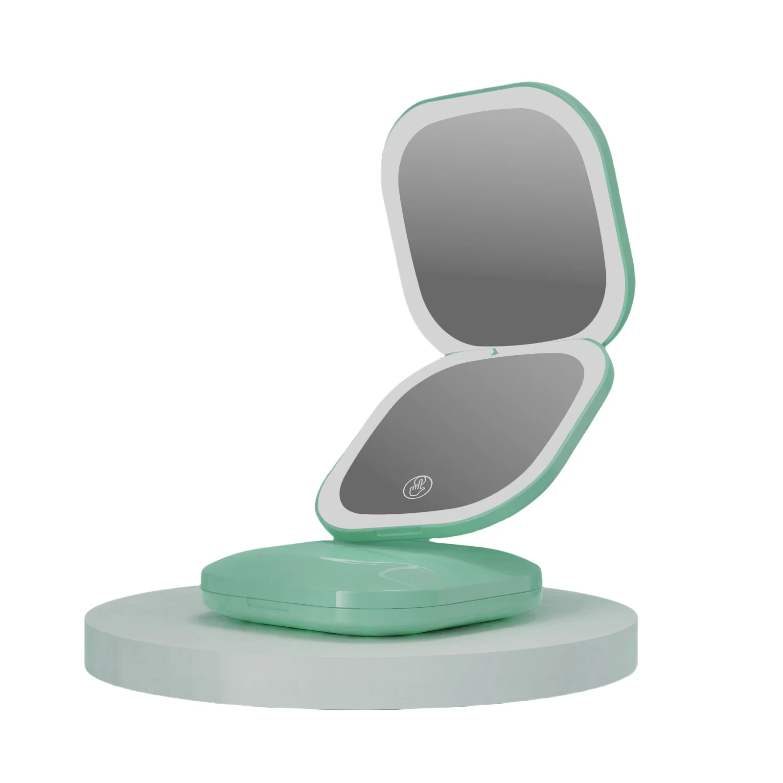 Kompaktowe lusterko do makijażu LED 4 cale powiększenie 1X/5X lusterko podróżne dwustronne podświetlane kompaktowe lusterko z możliwością ładowania przez USB