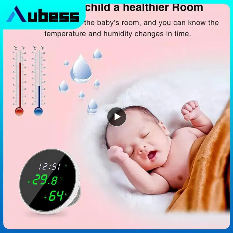 

Temperature Sensor Tuya Alexa With Clock Temperature & Humidity Meter Led Backlight Display With Lcd Screen Display