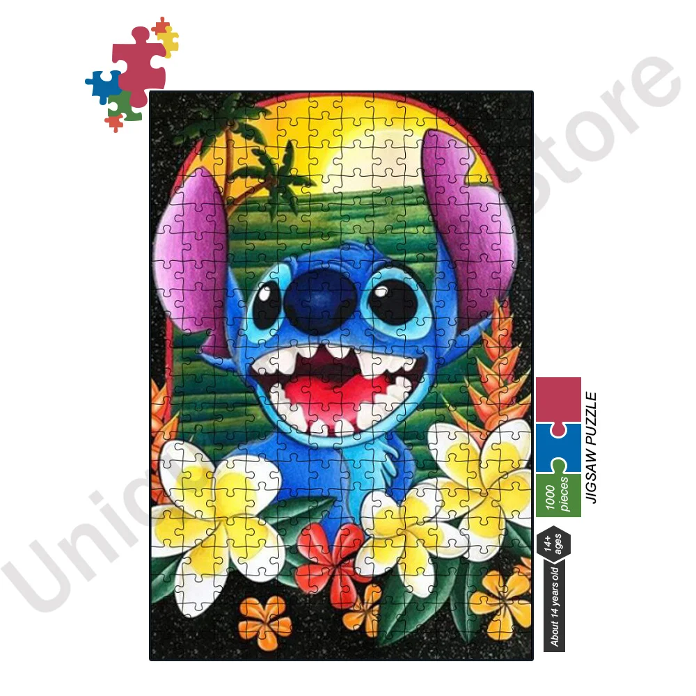 Disney Lilo & Stitch Puzzle 300/500/1000 Pieces Adult Puzzle Jigsaw Parper Puzzle Educational Toy Puzzle Christmas Kids Gifts