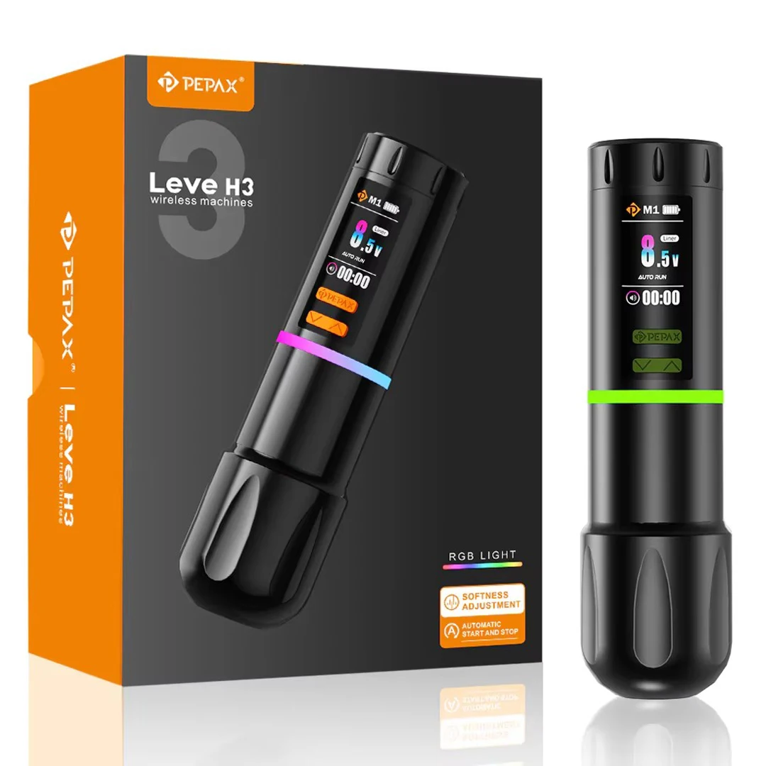 

PEPAX Leve H3 Wireless Tattoo Machine Pen 2pcs Batteries Brushless Motor Pen Machine for Tattoo Artist 3.5/4.2/5.0MM Stroke