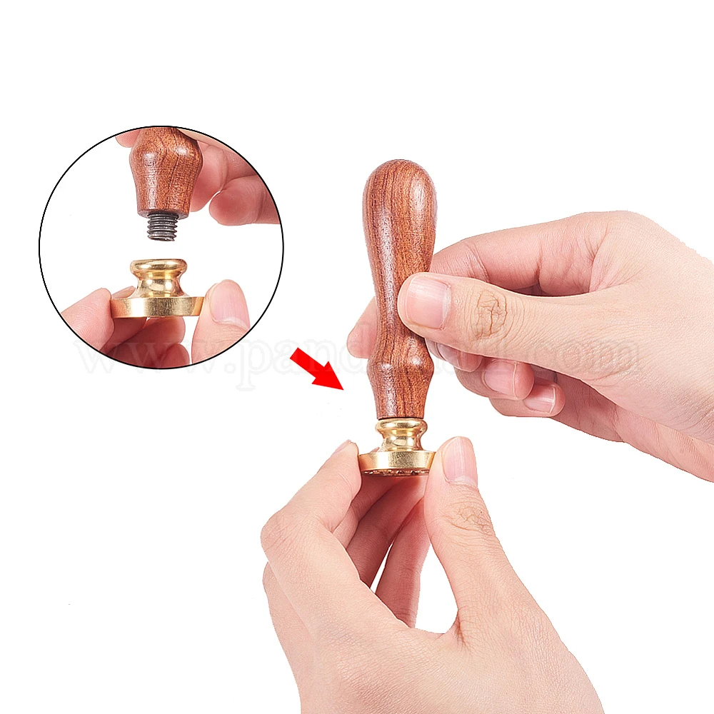 Moon Wax Seal Stamp Lantern Sealing Wax Stamps Rose 25mm Removable Brass Head Sealing Stamp with Wooden Handle for Invitations