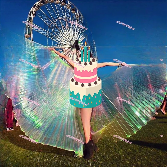 Electronic Music LED Luminous Wings Colorful Butterfly Shawl Electronic Music Festival Dance Performance Wing Cape