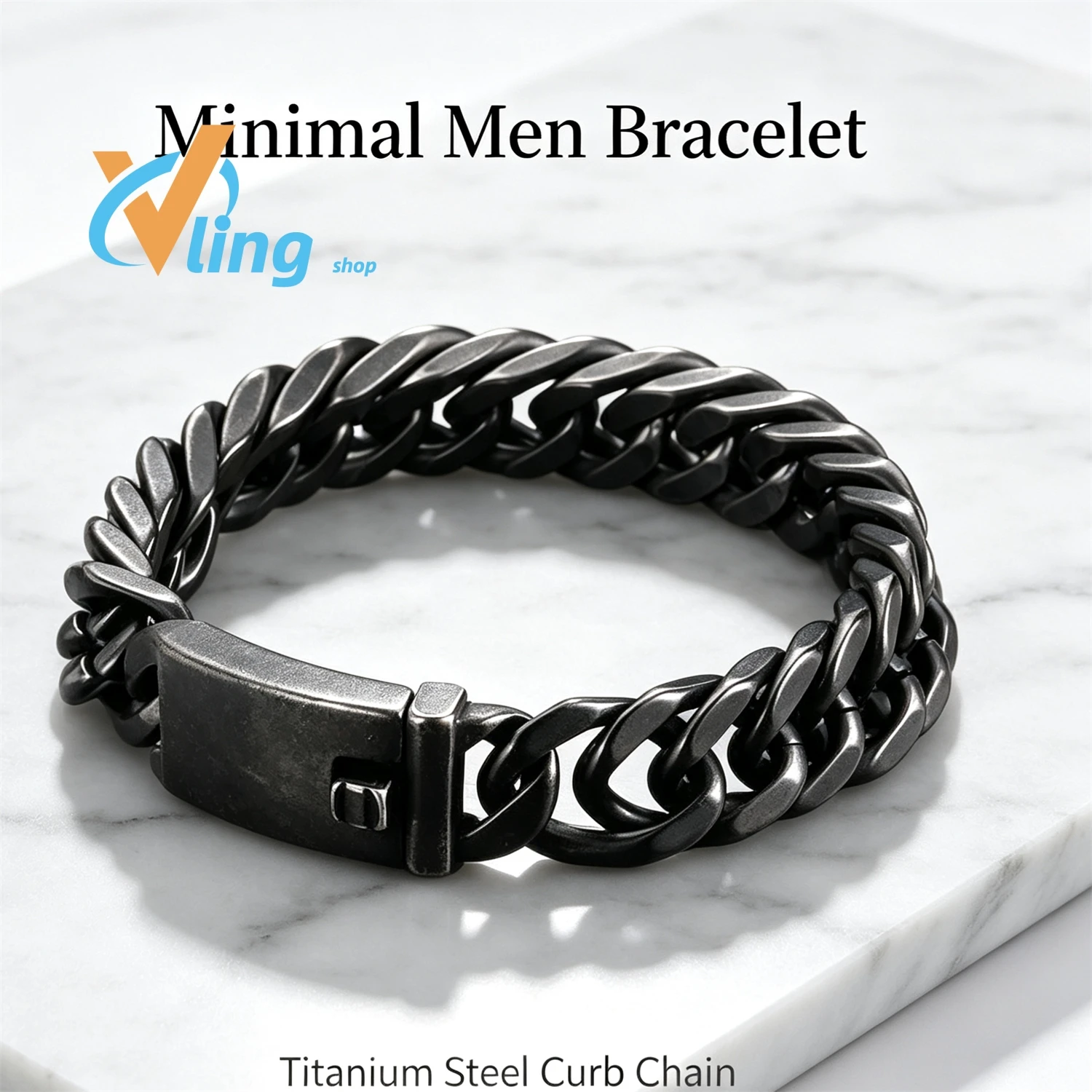Vintage Worn‑Look Curb Chain Bracelet for Men Thick Hip Hop Punk Metal Bangle Jewelry Gift Male Daily Party Wear