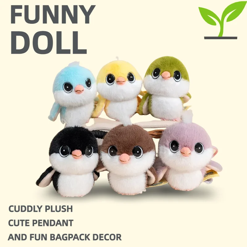 

Cute Sparrow Bird Plush Pendant Realistic Soft Fluffy Bird Plush Toy Bagpack Decor Creative Keychain Kid Birthday Surprise Gift