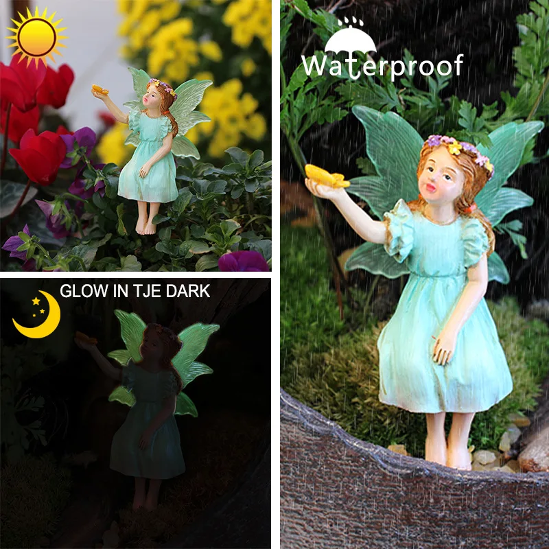 ‌Glowing Resin Fairy Statue - Cute Table Decor for Bedroom & Cafe