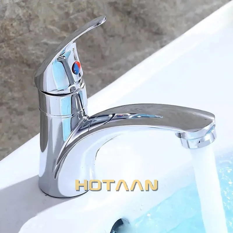 HOTAAN . Single Handle one hole Bathroom Basin Faucet  Single Cold Copper Vessel Sink Water Tap Mixer Chrome Finish